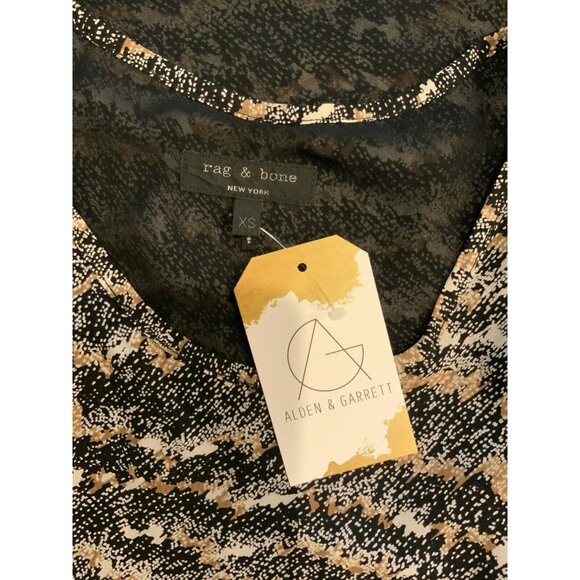 Rag & Bone Tan/Black/White Wavy Print Lightweight Tank Top, Size XS - Picture 5 of 5